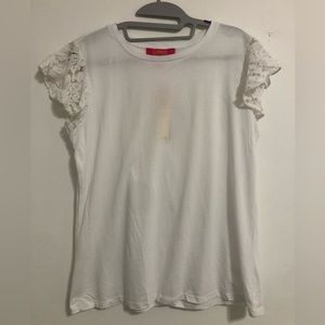 Lace Sleeve White Tee